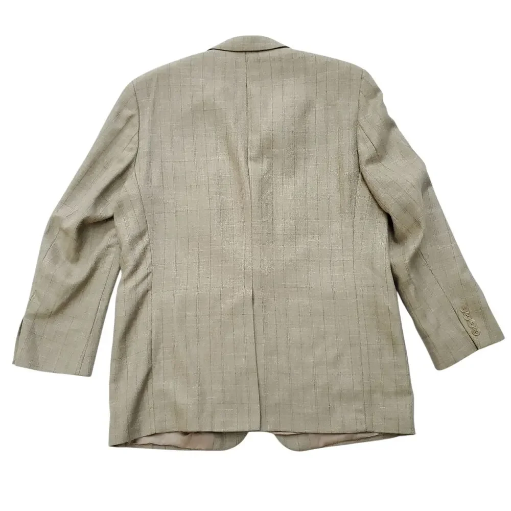 Chaps Ralph Lauren Silk Wool Linen Tan Herringbone Sport Coat Blazer Jacket 41R